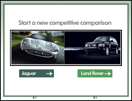 Homepage design for Jaguar comparison kiosk Homepage design for Jaguar comparison kiosk